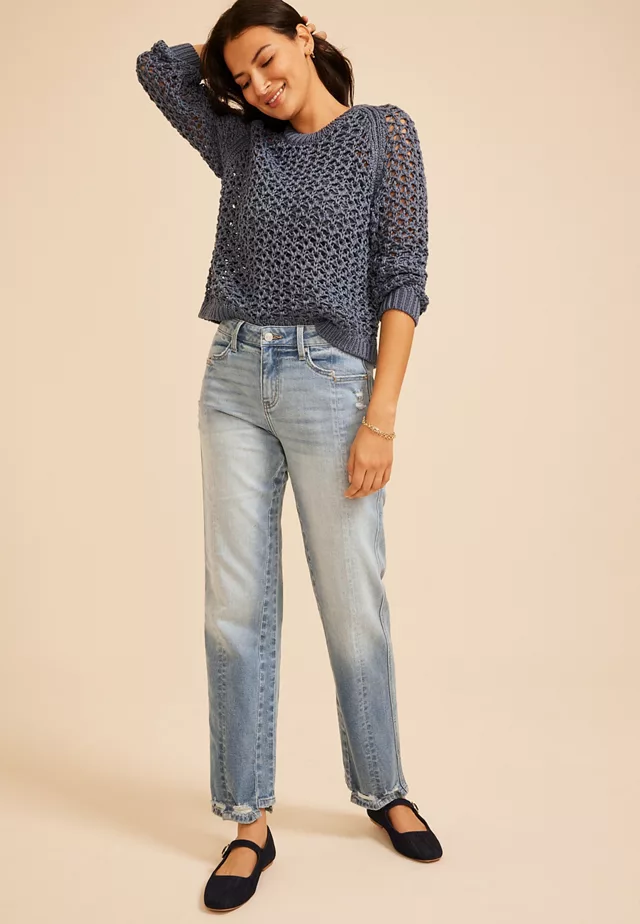 Maurices KanCan™ High Rise Seamed Pocket Cuffed Hem Straight Jean