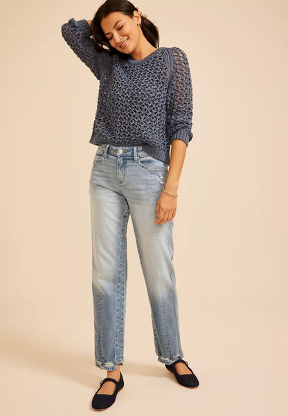 Maurices KanCan™ High Rise Seamed Pocket Cuffed Hem Straight Jean