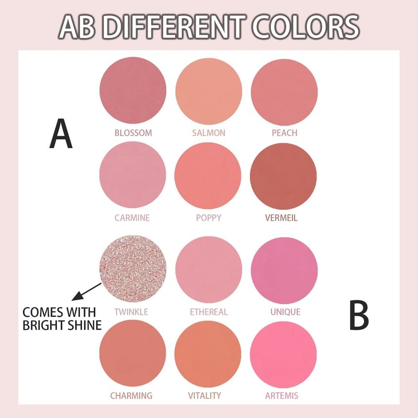 BEAUTY GLAZED - 6 Colours Blush Palette 10pcs Bundle Set